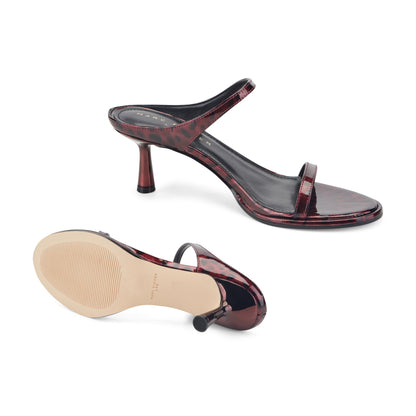 Marc Fisher Alonde Leather Heeled Slide Sandal - Dark Red Patent Leather