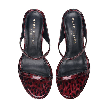 Marc Fisher Alonde Leather Heeled Slide Sandal - Dark Red Patent Leather