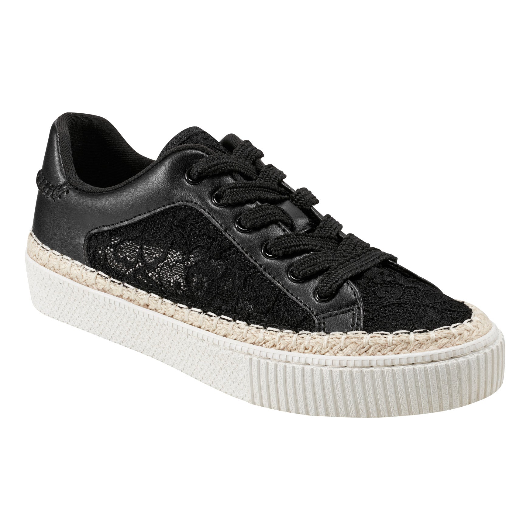 Marc Fisher Spryng Platform Laceup Sneaker - Black/Lace