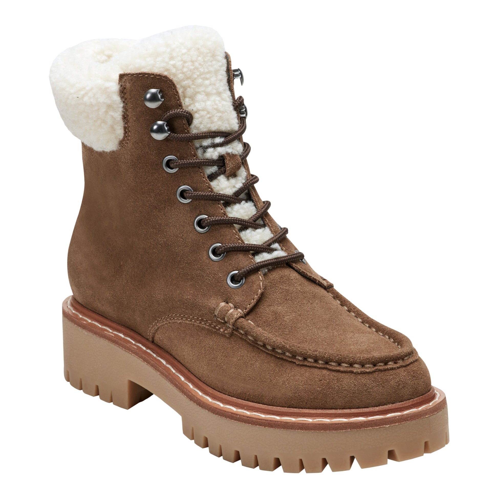 Marc Fisher Nallie Lace Up Bootie - Brown Suede