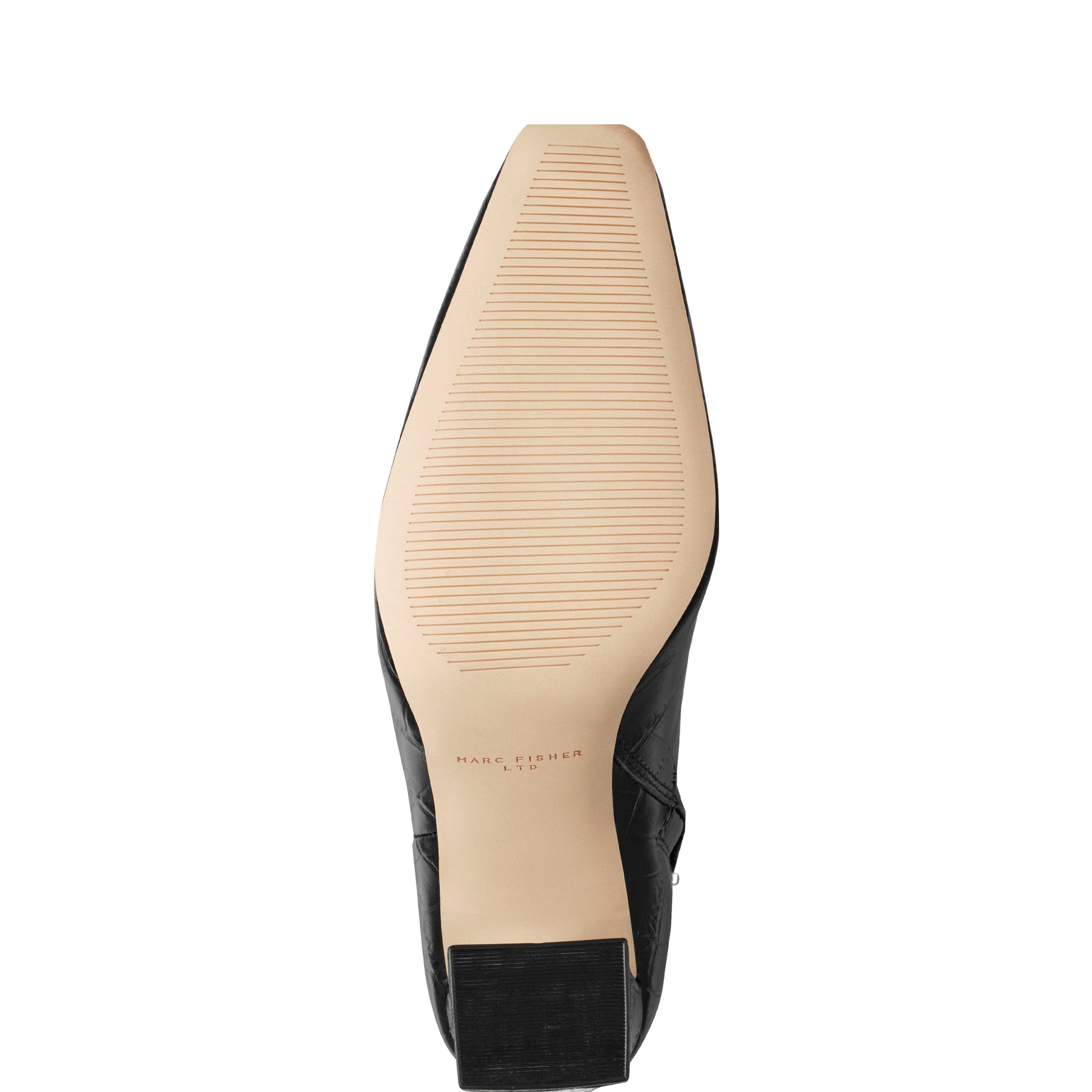 Marc Fisher Novella Block Heel Leather Ankle Bootie - Embossed Black Croco Leather