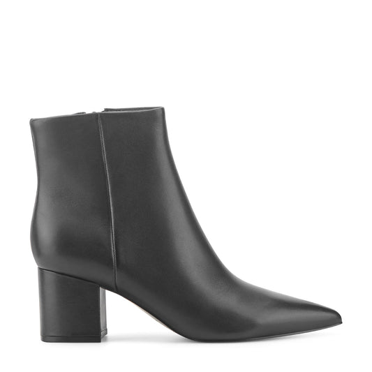 Marc Fisher Jarli Pointy Leather Ankle Bootie - Black Leather