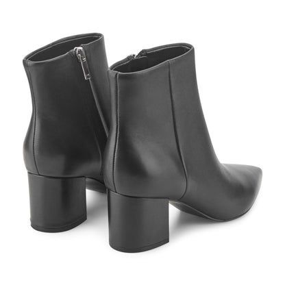 Marc Fisher Jarli Pointy Leather Ankle Bootie - Black Leather