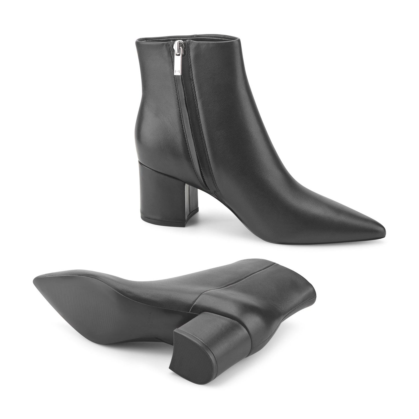 Marc Fisher Jarli Pointy Leather Ankle Bootie - Black Leather