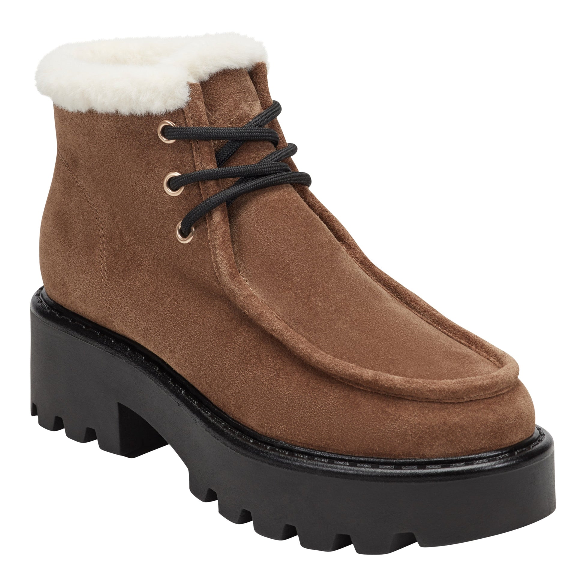 Marc Fisher Percy Lug Sole Bootie - Brown Suede