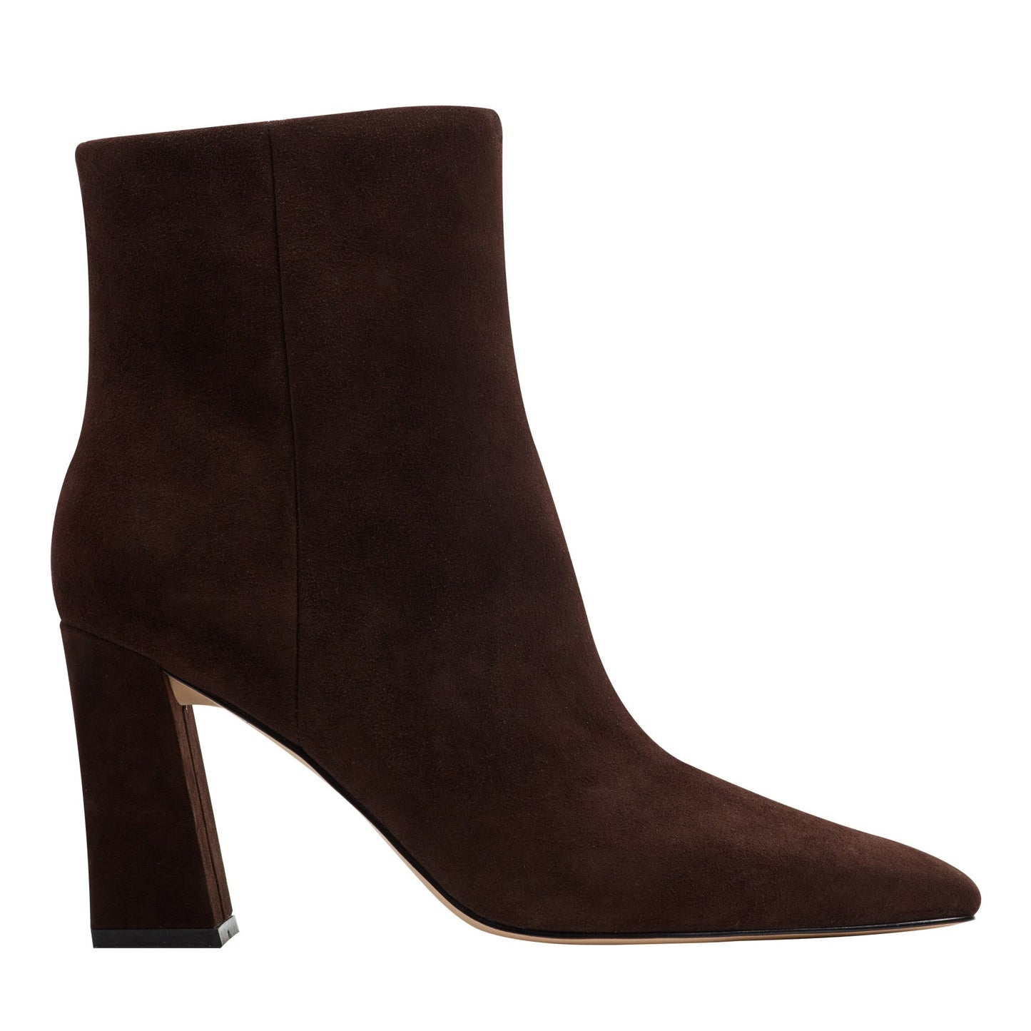 Marc Fisher Novella Block Heel Leather Ankle Bootie - Dark Brown Suede