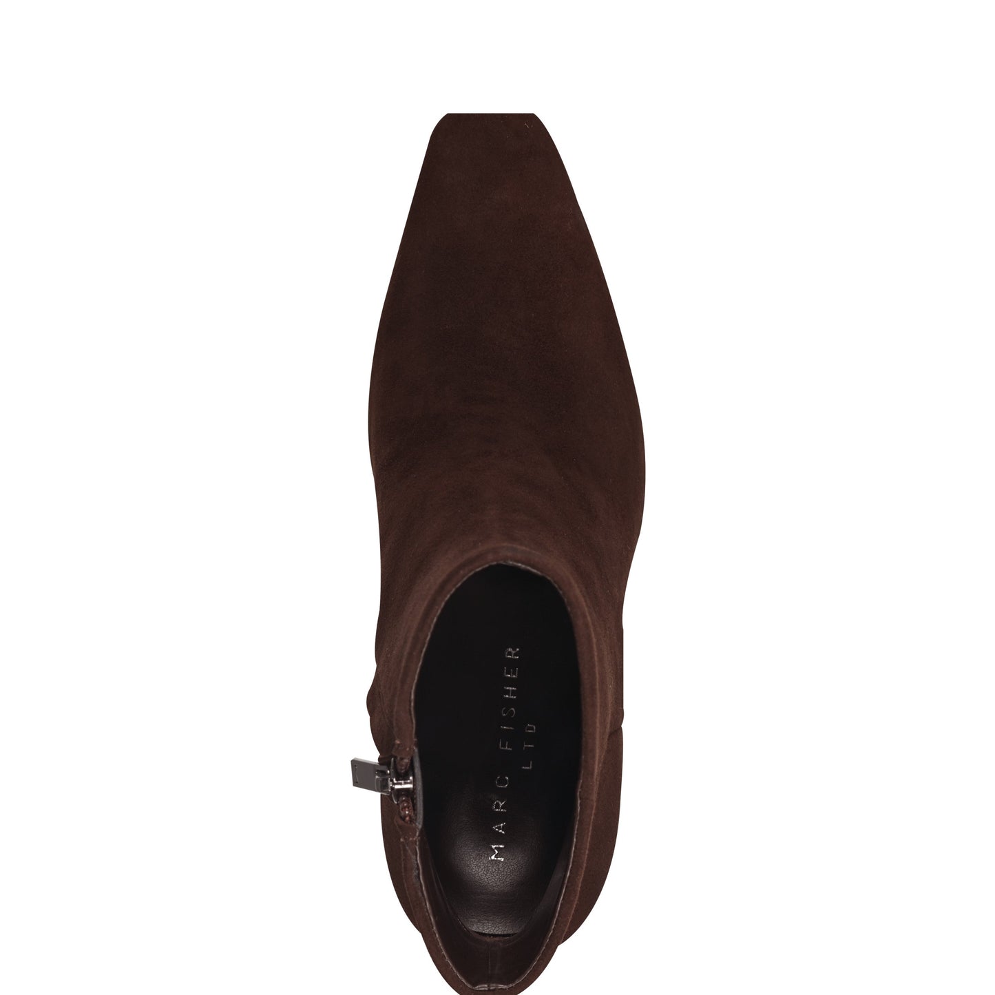 Marc Fisher Novella Block Heel Leather Ankle Bootie - Dark Brown Suede