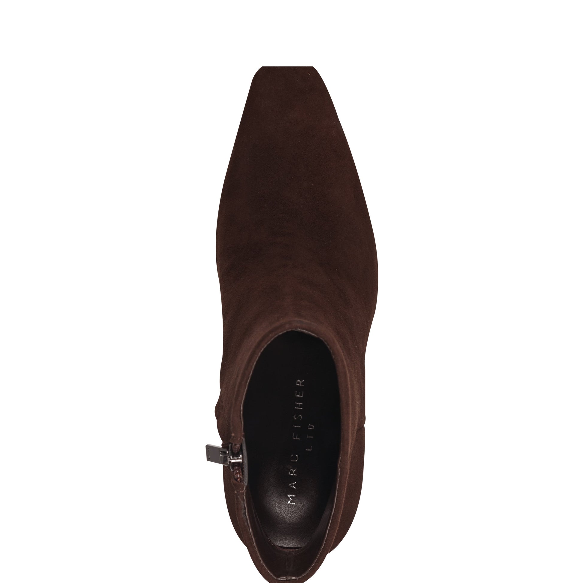Marc Fisher Novella Block Heel Leather Ankle Bootie - Dark Brown Suede