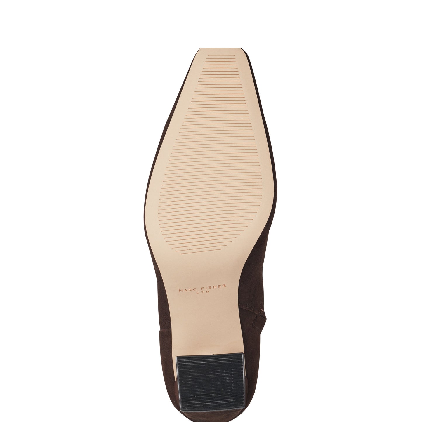 Marc Fisher Novella Block Heel Leather Ankle Bootie - Dark Brown Suede