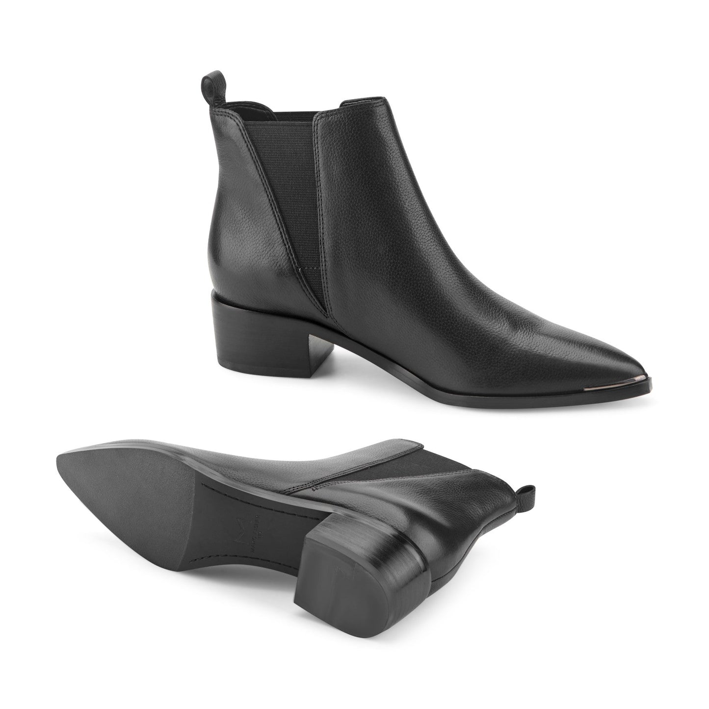 Marc Fisher Yale Pointy Toe Chelsea Leather Bootie - Black Leather