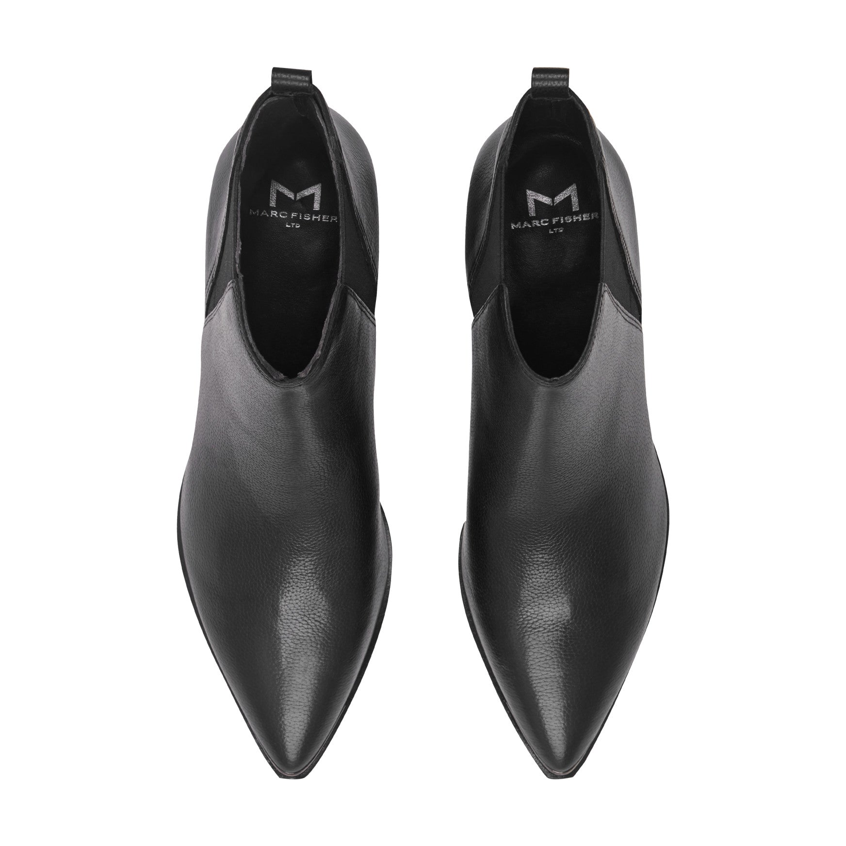 Marc Fisher Yale Pointy Toe Chelsea Leather Bootie - Black Leather
