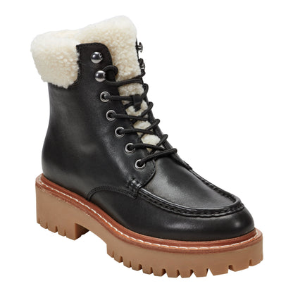 Marc Fisher Nallie Lace Up Bootie - Black Leather