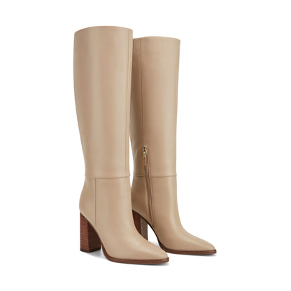 Marc Fisher Lannie Dress Leather Boot - Light Natural Leather
