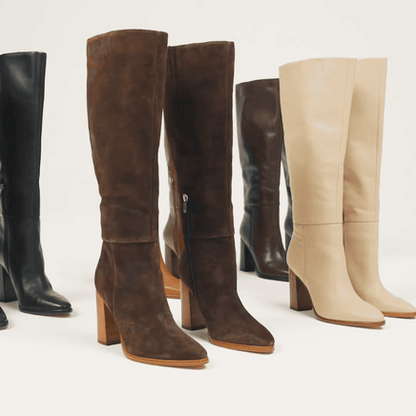 Marc Fisher Lannie Dress Leather Boot - Light Natural Leather