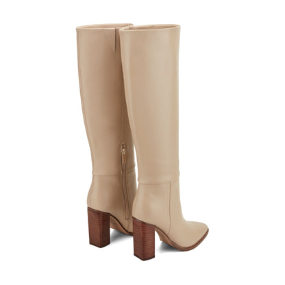 Marc Fisher Lannie Dress Leather Boot - Light Natural Leather