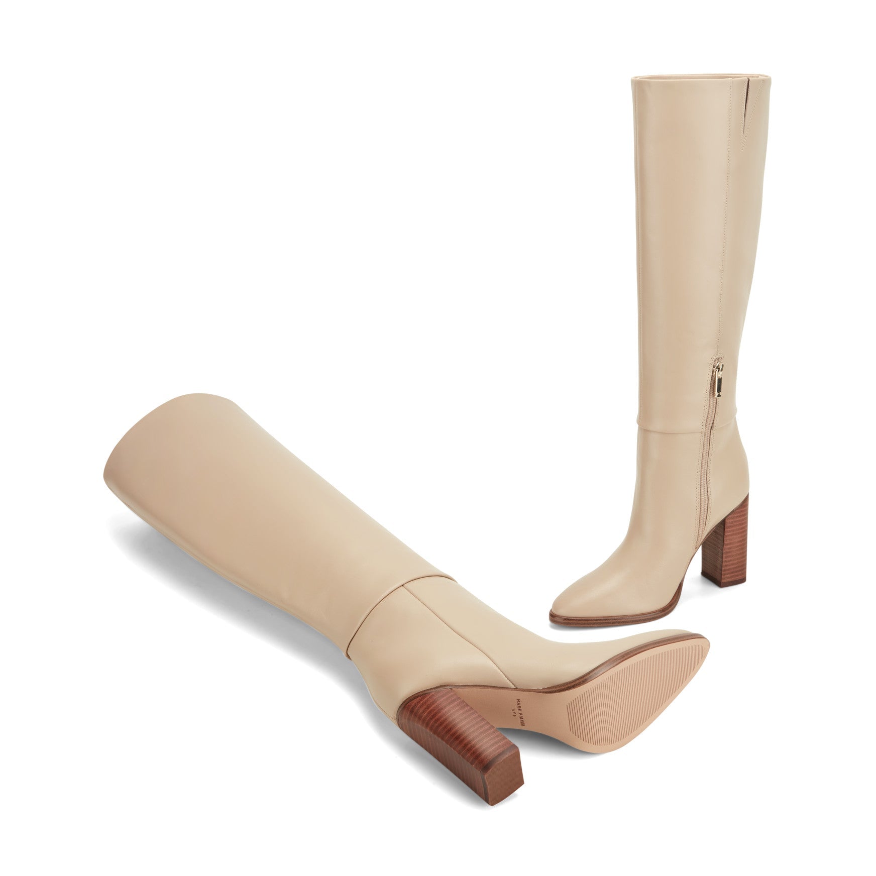 Marc Fisher Lannie Dress Leather Boot - Light Natural Leather