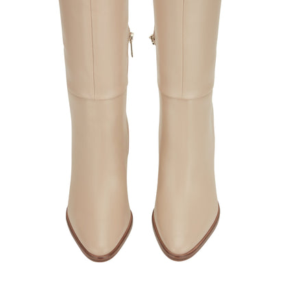Marc Fisher Lannie Dress Leather Boot - Light Natural Leather