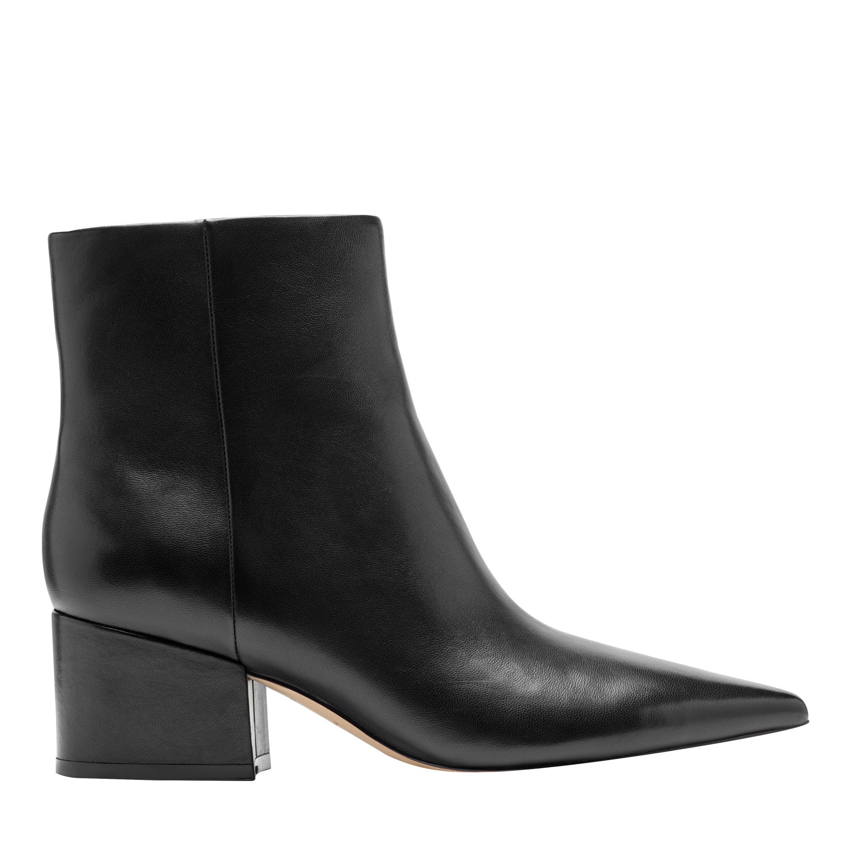 Marc Fisher Alfie Block Heel Leather Ankle Bootie - Black Leather