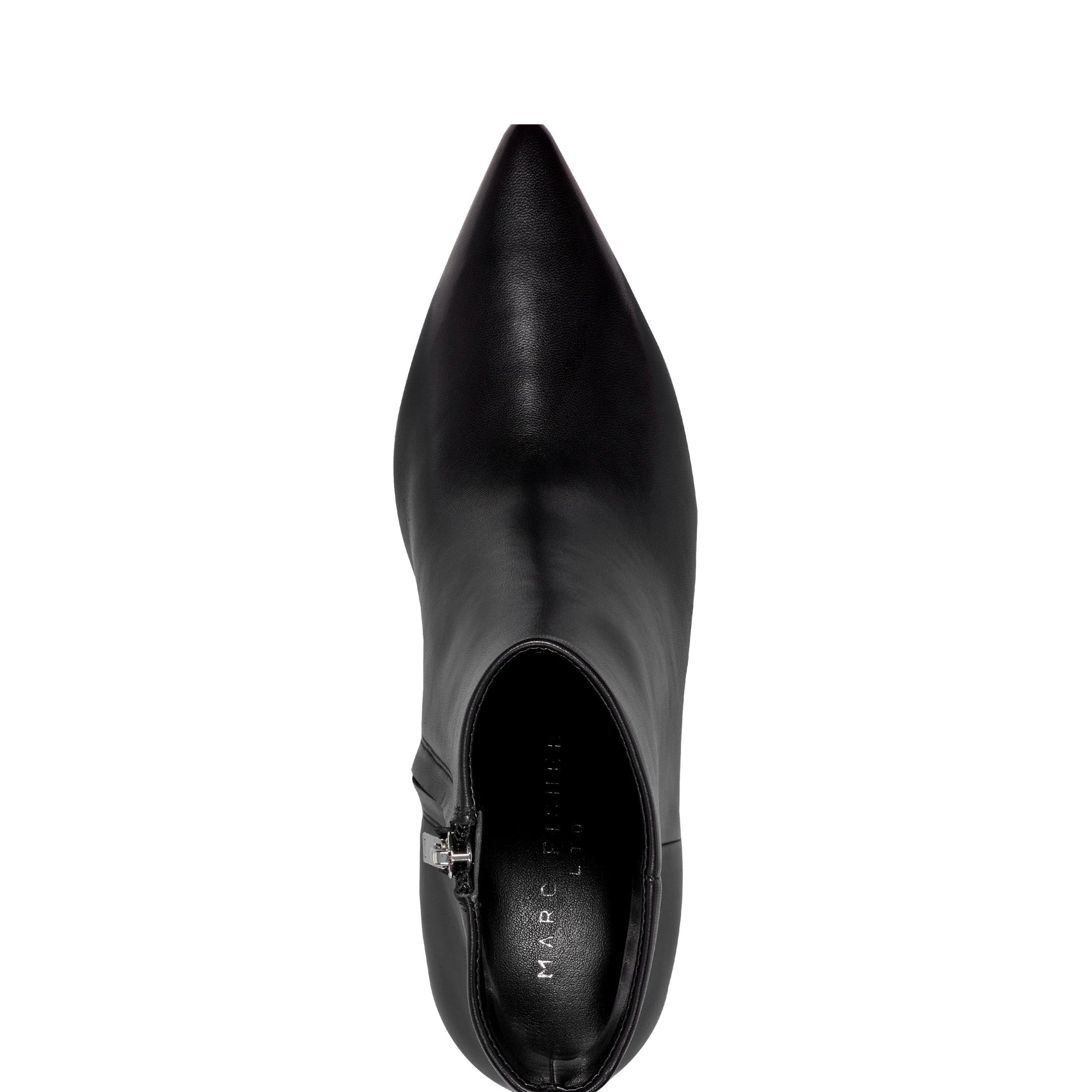 Marc Fisher Alfie Block Heel Leather Ankle Bootie - Black Leather