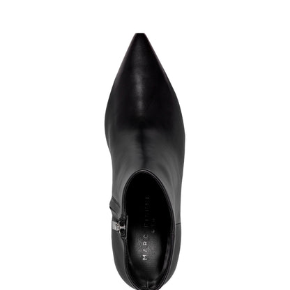 Marc Fisher Alfie Block Heel Leather Ankle Bootie - Black Leather