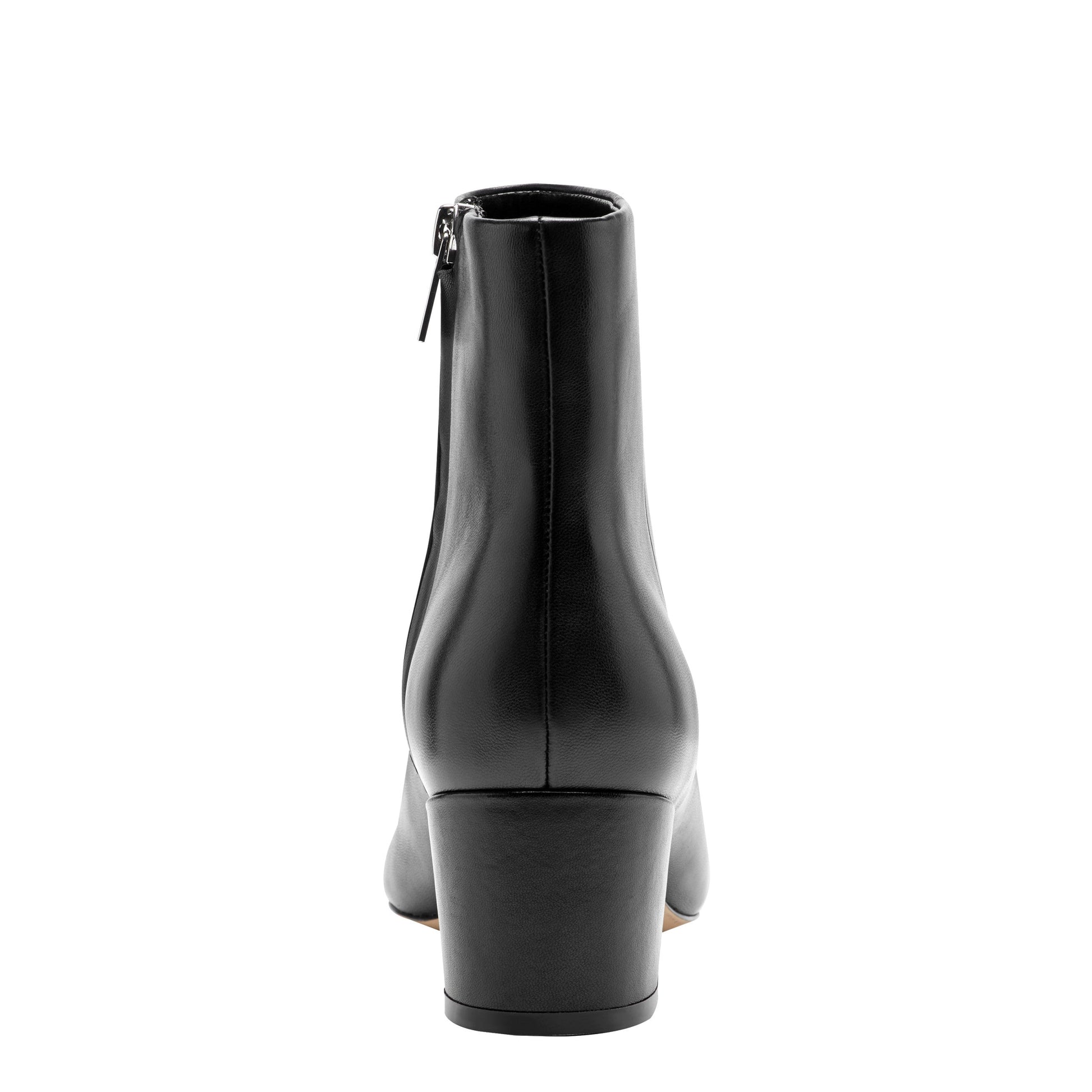 Marc Fisher Alfie Block Heel Leather Ankle Bootie - Black Leather