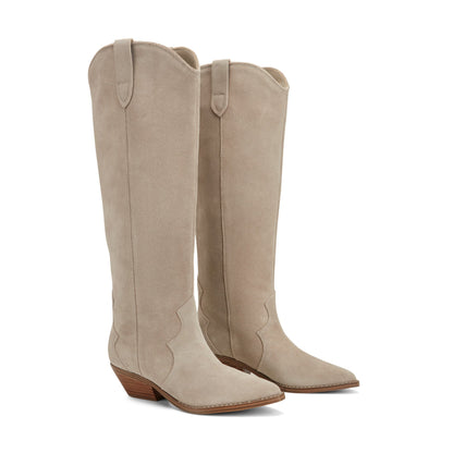 Marc Fisher Ander Leather Western Boot - Taupe