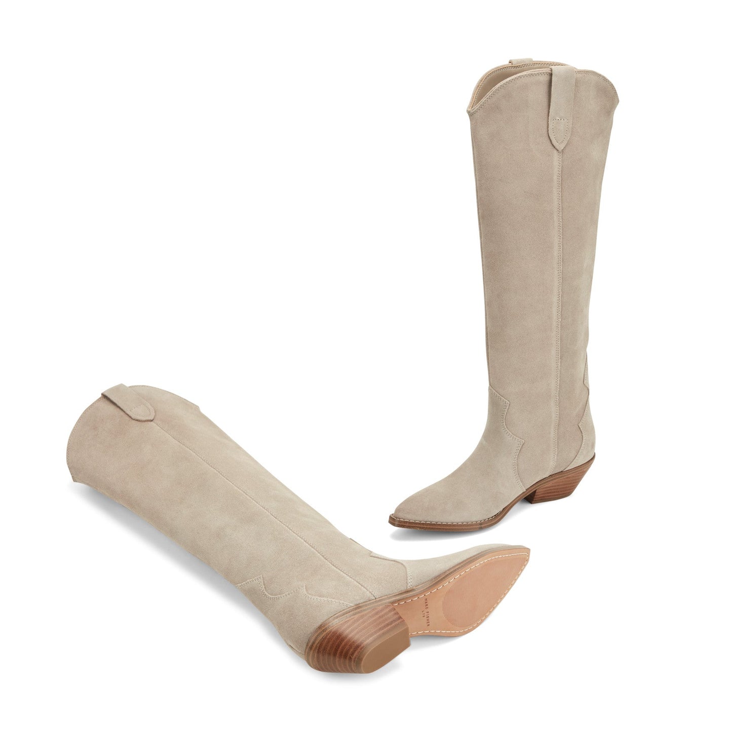 Marc Fisher Ander Leather Western Boot - Taupe