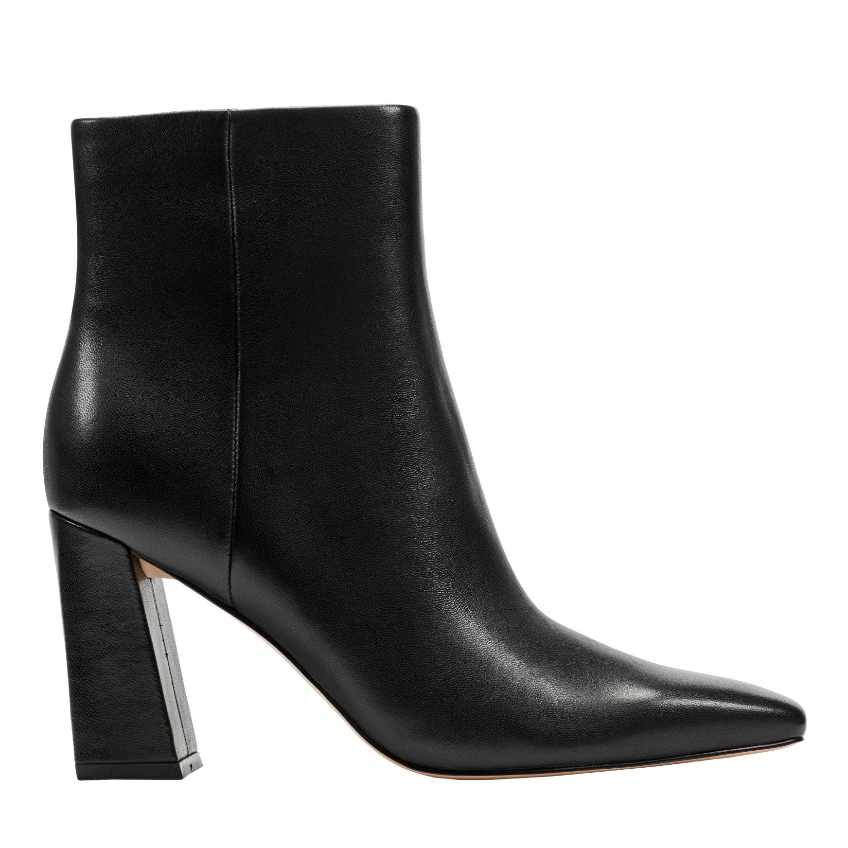 Marc Fisher Novella Block Heel Leather Ankle Bootie - Black Leather
