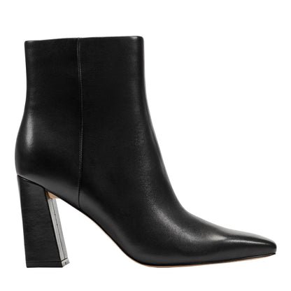 Marc Fisher Novella Block Heel Leather Ankle Bootie - Black Leather