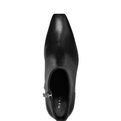 Marc Fisher Novella Block Heel Leather Ankle Bootie - Black Leather