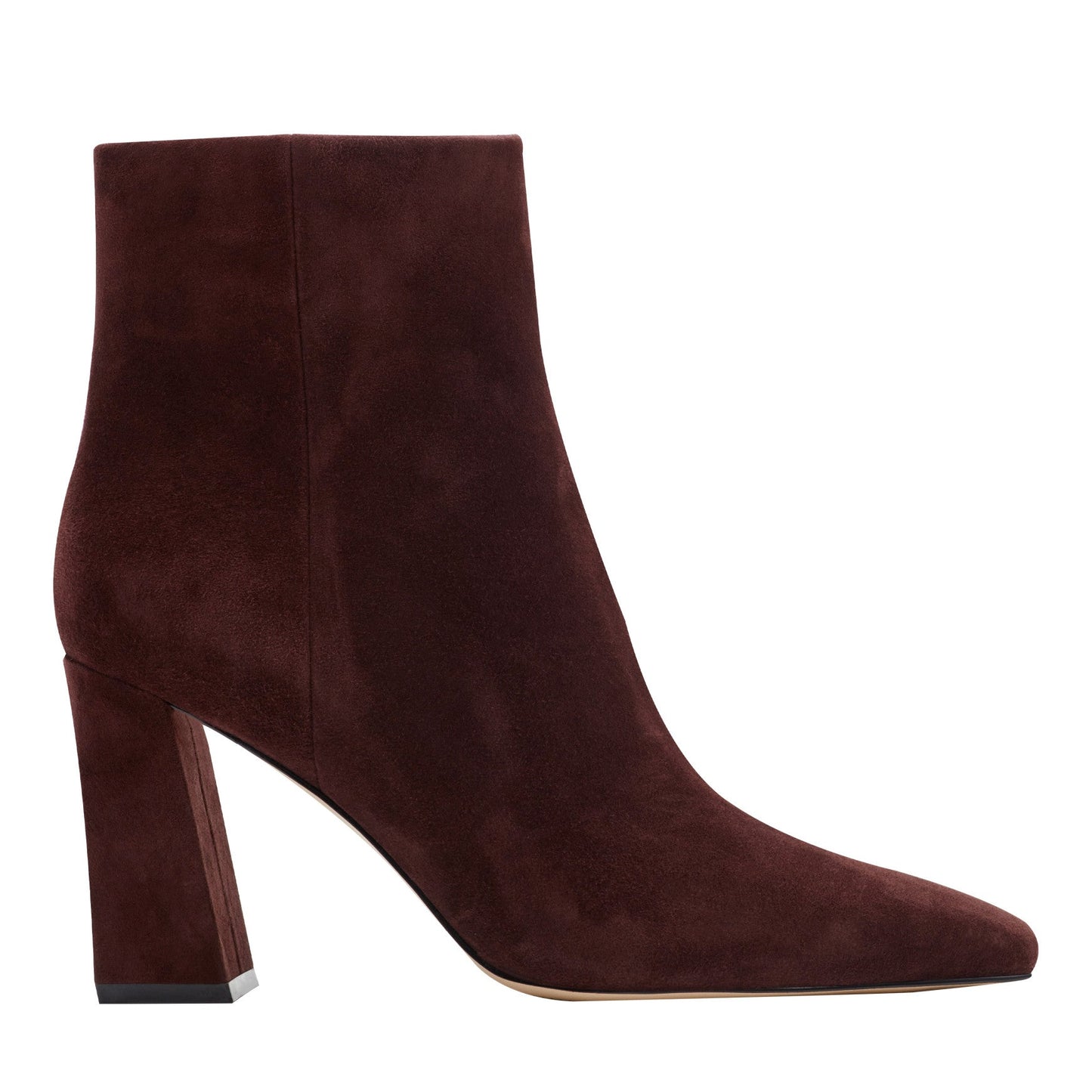 Marc Fisher Novella Block Heel Leather Ankle Bootie - Dark Red Suede