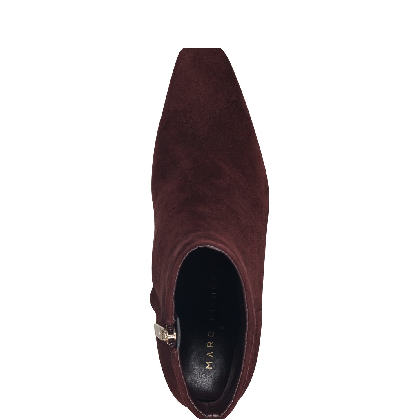 Marc Fisher Novella Block Heel Leather Ankle Bootie - Dark Red Suede