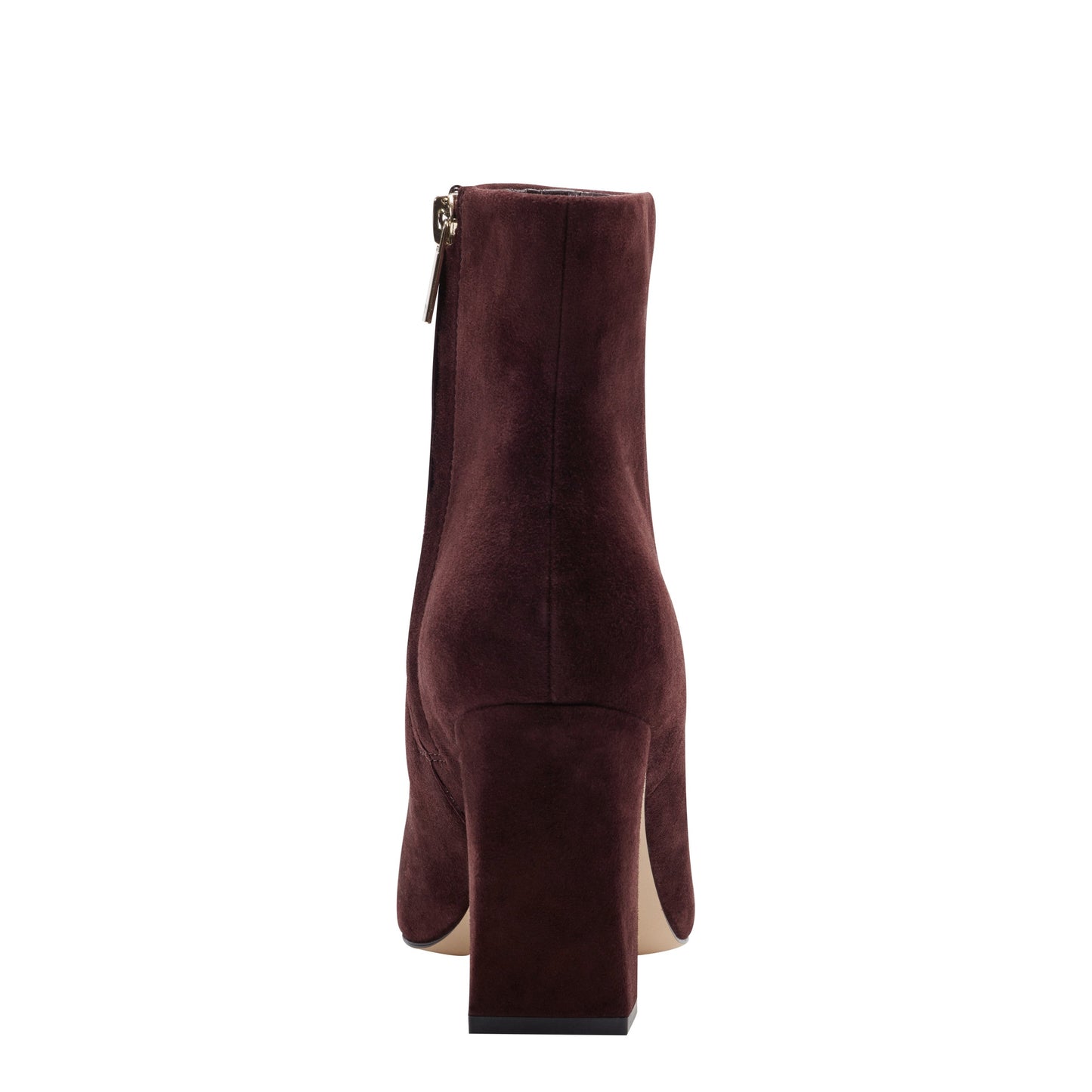 Marc Fisher Novella Block Heel Leather Ankle Bootie - Dark Red Suede