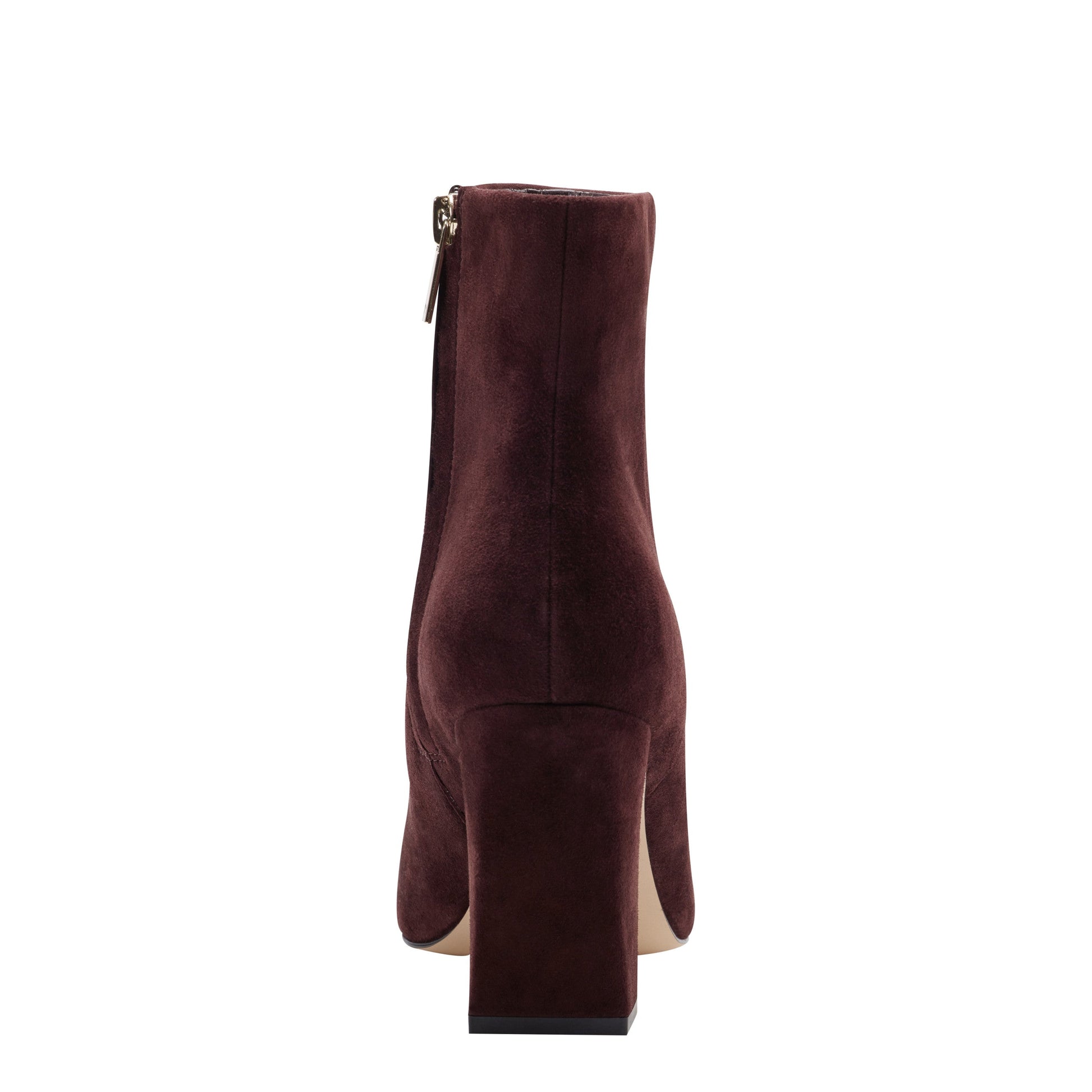 Marc Fisher Novella Block Heel Leather Ankle Bootie - Dark Red Suede