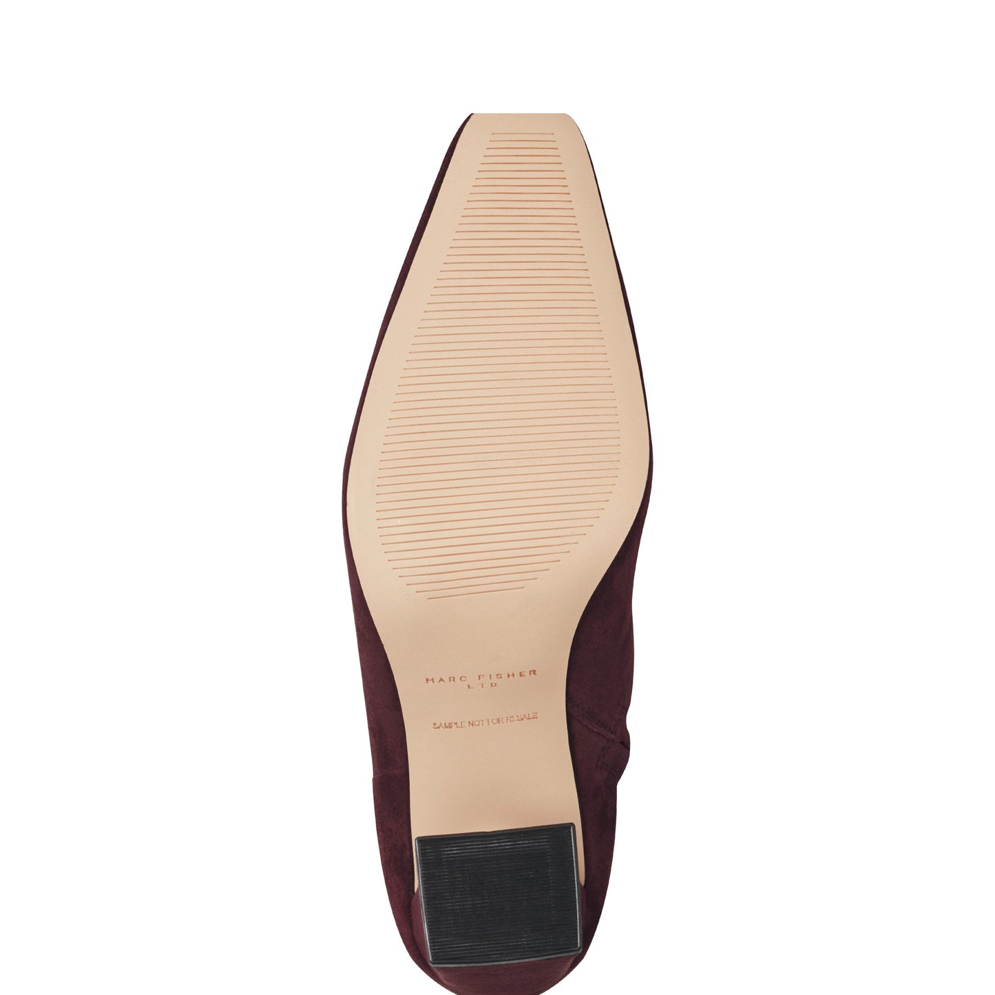 Marc Fisher Novella Block Heel Leather Ankle Bootie - Dark Red Suede