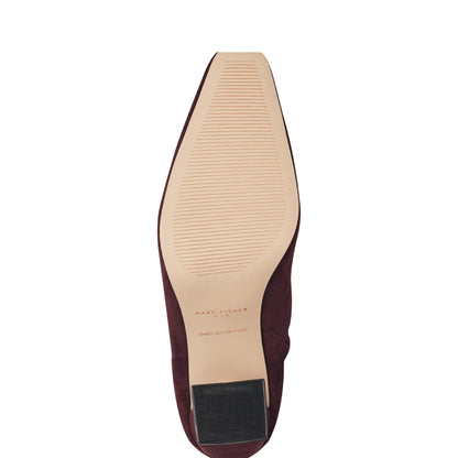 Marc Fisher Novella Block Heel Leather Ankle Bootie - Dark Red Suede