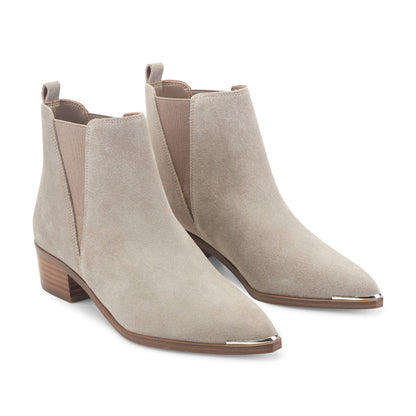 Marc Fisher Yale Pointy Toe Chelsea Leather Bootie - Taupe Suede