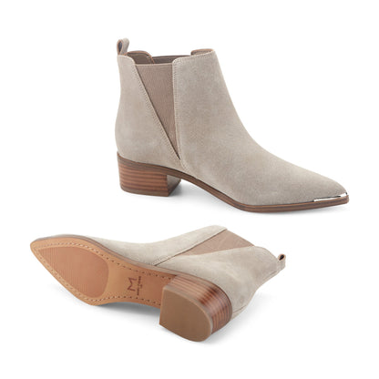 Marc Fisher Yale Pointy Toe Chelsea Leather Bootie - Taupe Suede