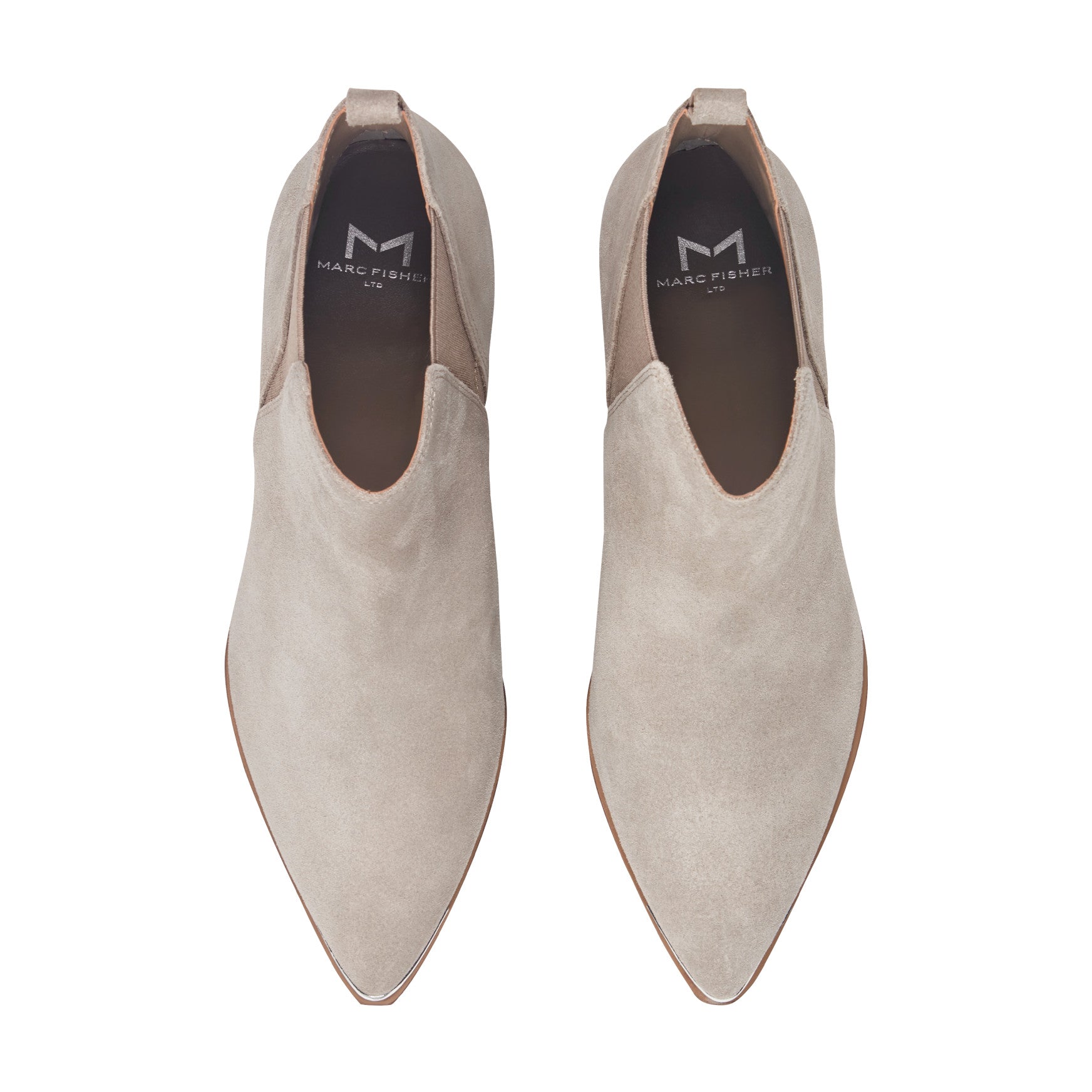 Marc Fisher Yale Pointy Toe Chelsea Leather Bootie - Taupe Suede