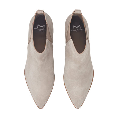 Marc Fisher Yale Pointy Toe Chelsea Leather Bootie - Taupe Suede