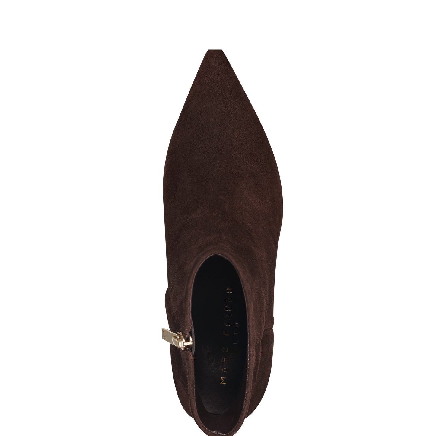 Marc Fisher Alfie Block Heel Leather Ankle Bootie - Dark Brown Suede
