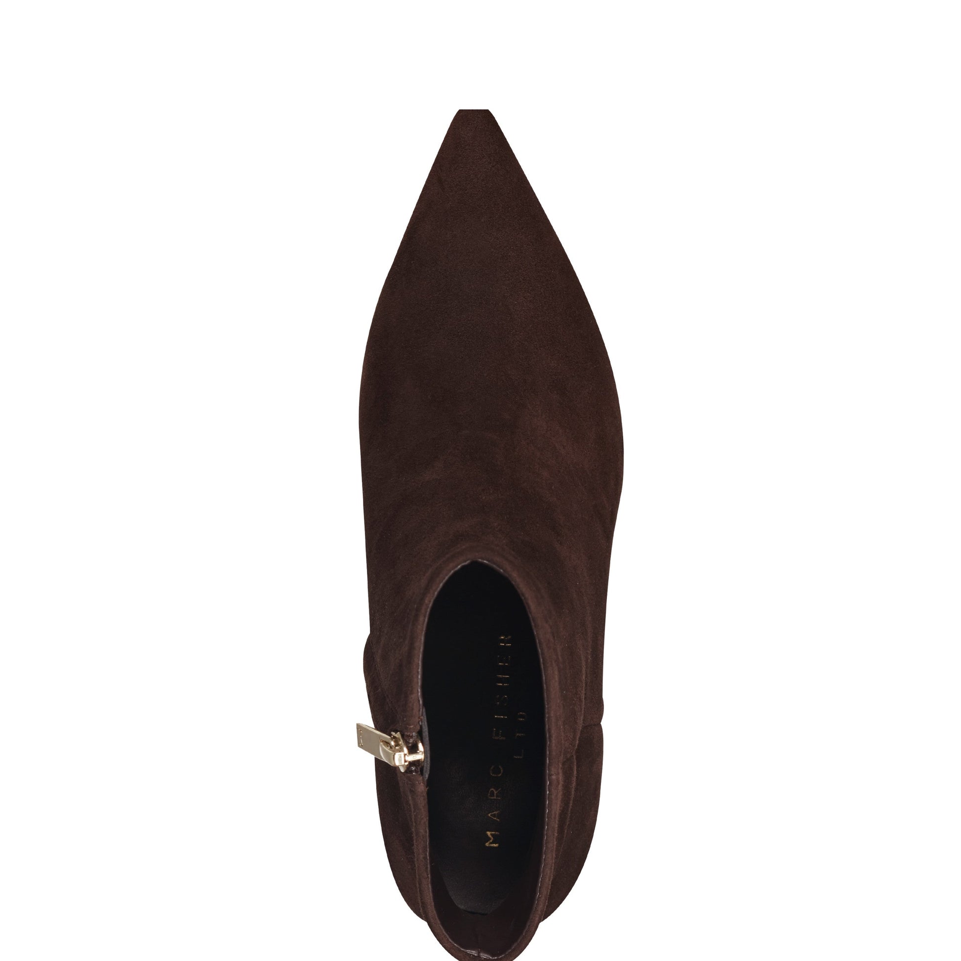 Marc Fisher Alfie Block Heel Leather Ankle Bootie - Dark Brown Suede