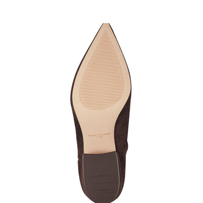 Marc Fisher Alfie Block Heel Leather Ankle Bootie - Dark Brown Suede