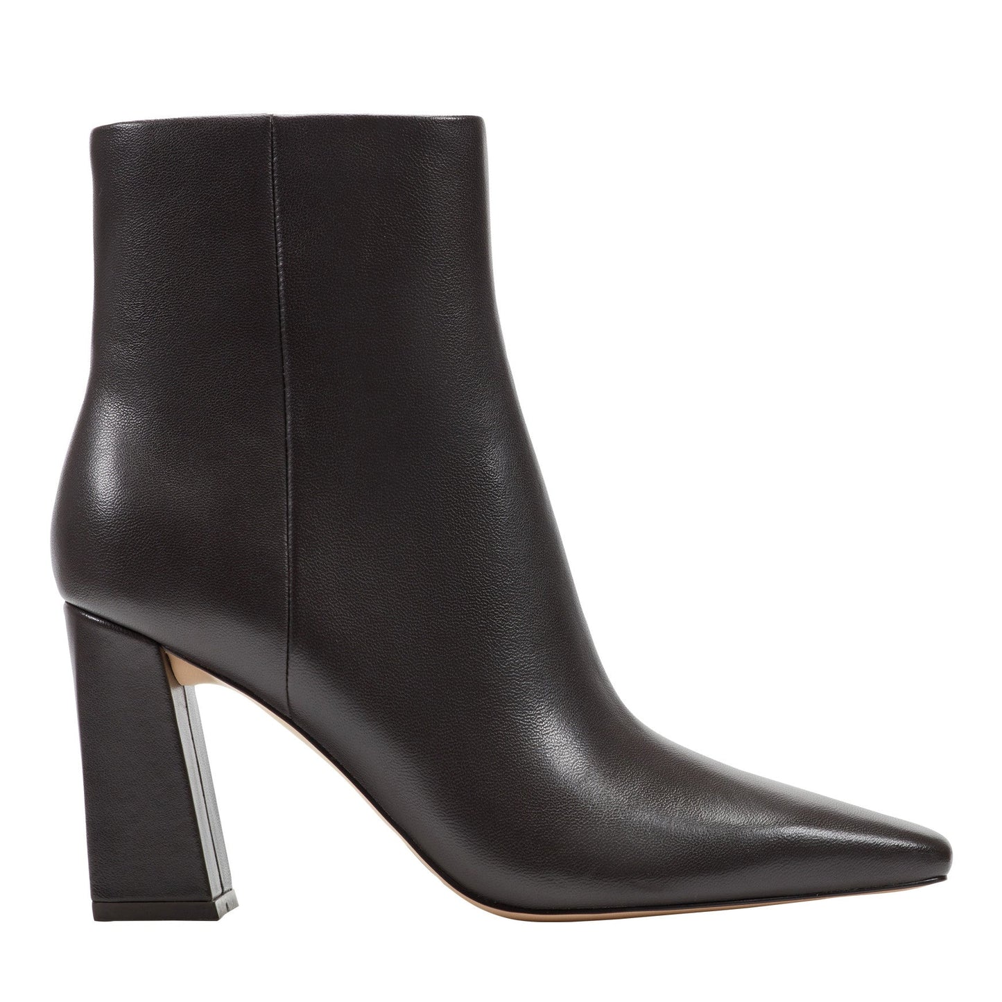Marc Fisher Novella Block Heel Leather Ankle Bootie - Dark Brown Leather