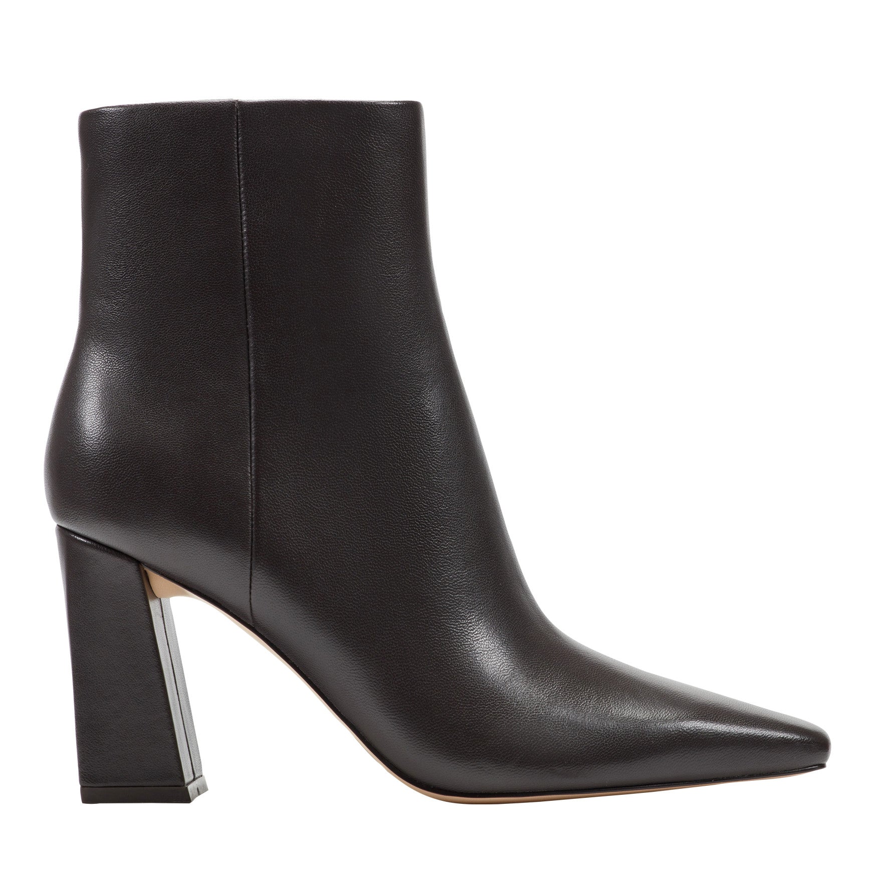 Marc Fisher Novella Block Heel Leather Ankle Bootie - Dark Brown Leather