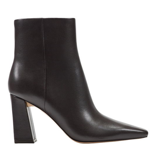 Marc Fisher Novella Block Heel Leather Ankle Bootie - Dark Brown Leather