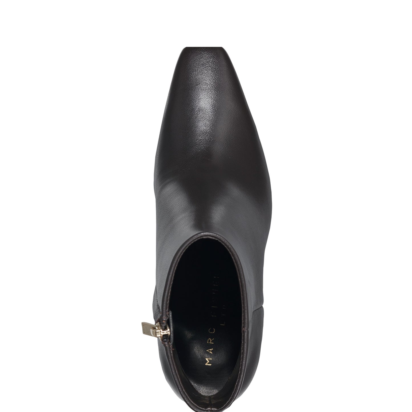 Marc Fisher Novella Block Heel Leather Ankle Bootie - Dark Brown Leather