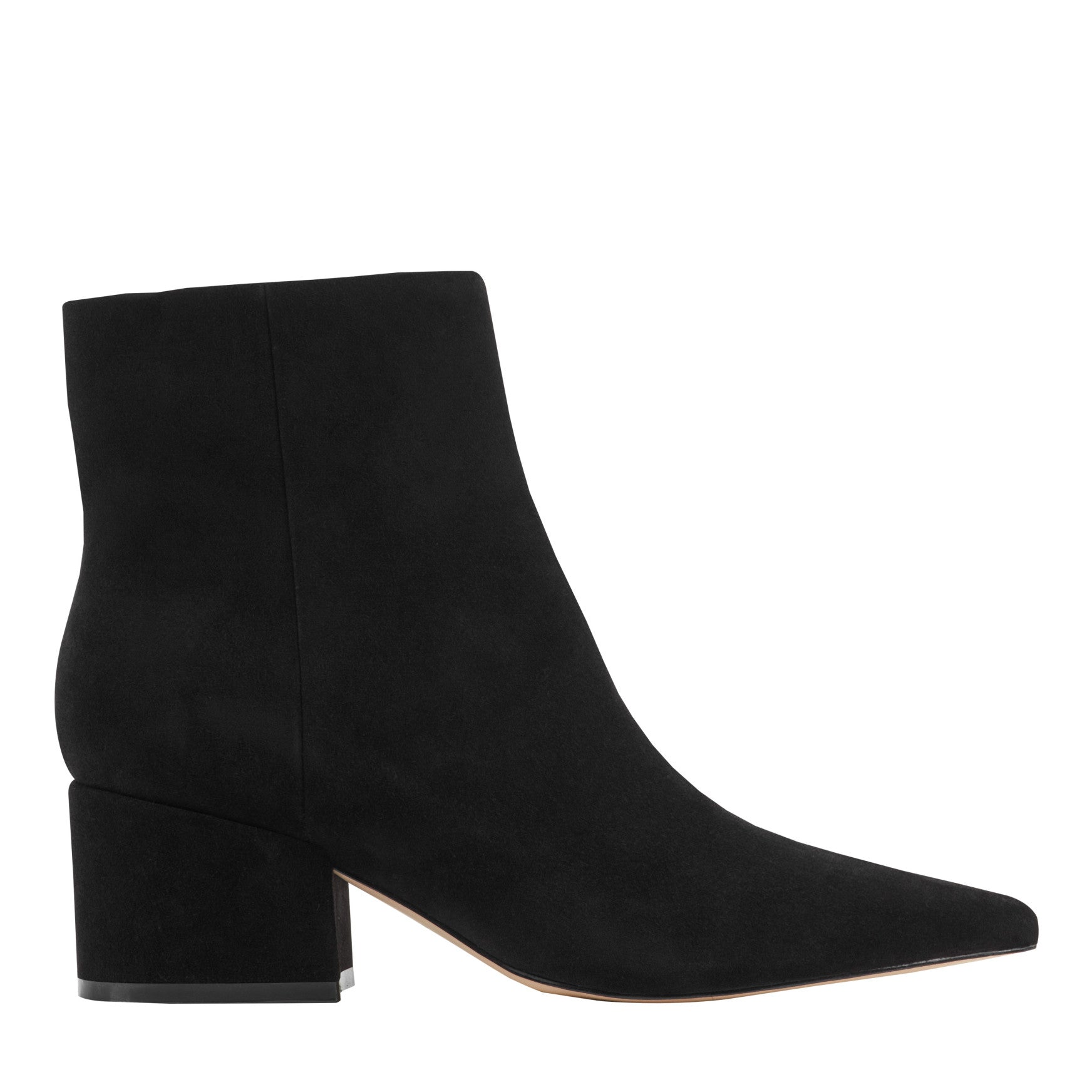 Marc Fisher Alfie Block Heel Leather Ankle Bootie - Black Suede