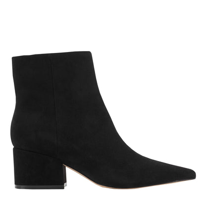 Marc Fisher Alfie Block Heel Leather Ankle Bootie - Black Suede