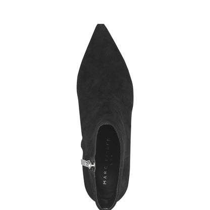 Marc Fisher Alfie Block Heel Leather Ankle Bootie - Black Suede